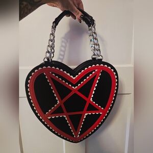 Heart-Shaped Black and Red Too Fast Handbag